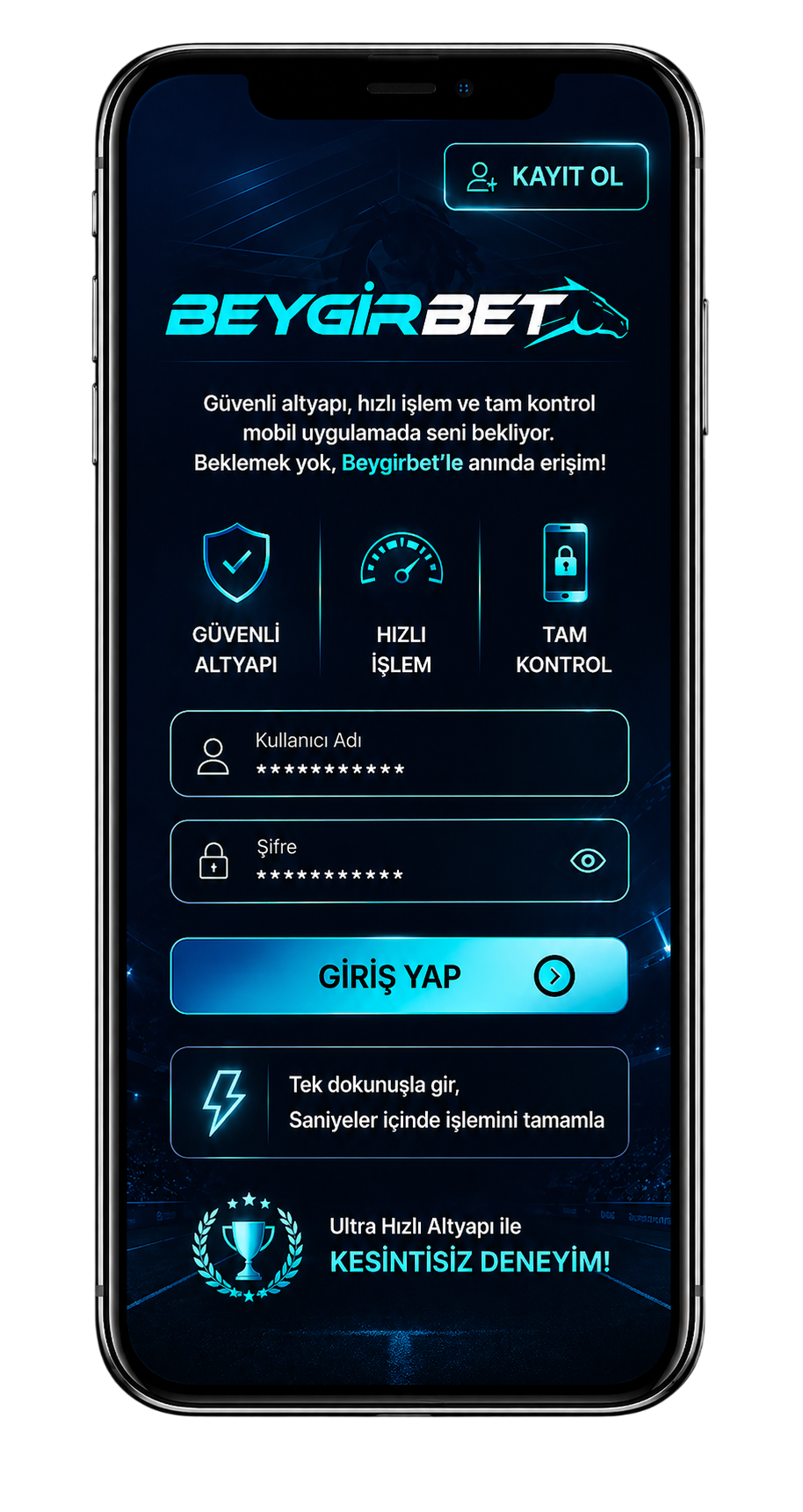 BeygirBet mobil uygulama ekranı